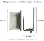 Dimensioned drawing of the sliding door floor and architrave guide – two-piece zinc-plated steel: 38 x 44 x 20 mm