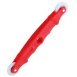 Red TradeBase twin-wheel flyscreen spline roller tool with concave guide wheel and convex ribbed press wheel and white nylon rollers