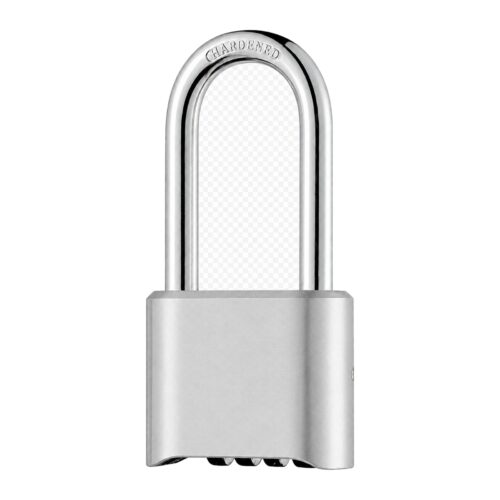 TradeBase 50mm Long Shackle Combination Padlock (Silver) – Keyless Zinc Alloy Gate & Gym Lock