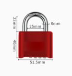 TradeBase 50mm Combination Padlock (Black) – Keyless Zinc Alloy Gym Locker & Gate Lock dimensions in mm