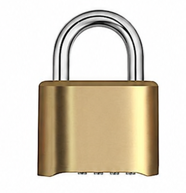 Gold 50mm zinc alloy combination padlock with 4-dial resettable code and chrome-plated shackle