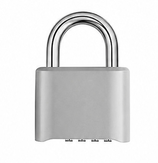 50mm Combination Padlock in Silver – Keyless Zinc Alloy Gym Locker & Gate Lock Silver 50mm zinc alloy combination padlock with 4-dial resettable code and chrome-plated shackle