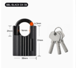 38mm shrouded iron padlock dimensions: 38 × 51 mm body, 21 mm clearance, 16 mm internal, Ø6.3 mm shackle, in millimetres