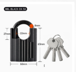 50mm shrouded iron padlock dimensions: 50 × 63 mm body, 27 mm clearance, 22 mm internal, Ø8 mm shackle, in millimetres