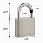 TradeBase 60mm Stainless Steel Padlock – Standard Shackle Marine Grade Outdoor Gate & Shed Lock dimensions in mm