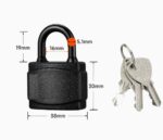 TradeBase 32mm Weatherproof Padlock – Black Covered All-Weather Outdoor Shed & Gate Lock dimensions in mm
