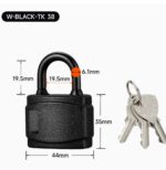 TradeBase 38mm Weatherproof Padlock – Black Covered All-Weather Outdoor Gate & Shed Lock dimensions in mm