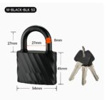 TradeBase 50mm Weatherproof Wave Padlock – Black Iron All-Weather Outdoor Gate Lock dimensions in mm