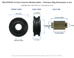 14.5mm concave window roller dimension diagram, Trimview – TradeBase ROL15TRV10