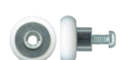 19mm convex acetal shower door roller, front and side view, suits Boral Elite – TradeBase ROL19SHW8