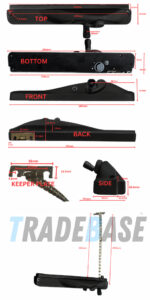 Black right hand lockable keyed alike window winder 300mm chain dimensions diagram