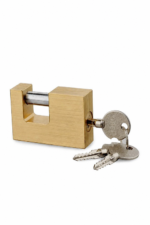 90mm cross-keyway solid brass rectangular padlock with hardened steel shackle for containers and gates