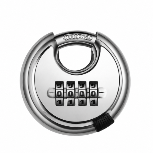 70mm black zinc alloy combination disc padlock with hardened shackle and resettable code for gym lockers and gates