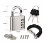 50mm zinc alloy combination padlock with chrome-plated shackle and resettable code for lockers, gates and sheds