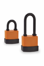 Rubber-coated covered curved padlock for outdoor gates and sheds - alternative view 3