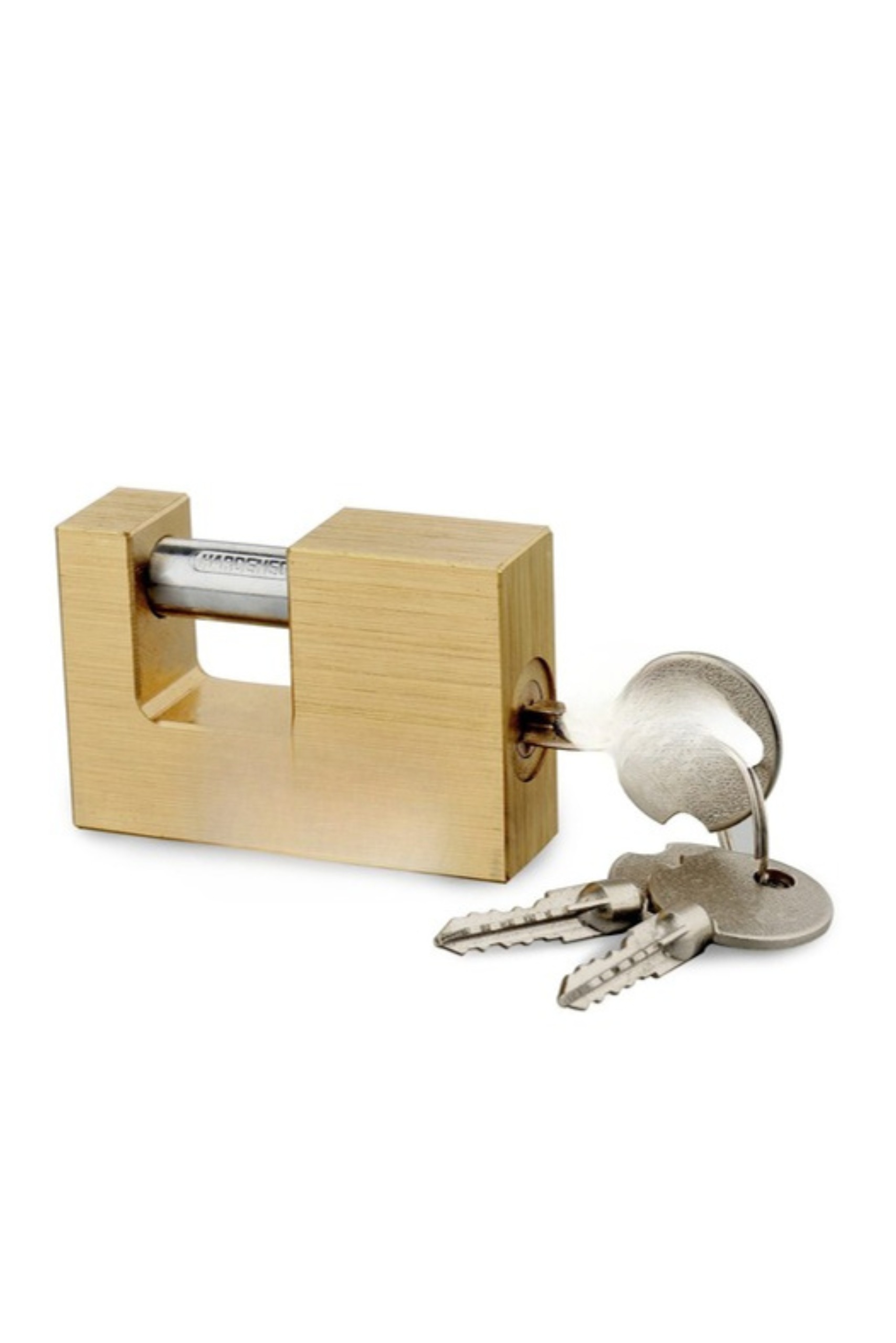 solid-brass-rectangular-padlock 90mm Cross-Key Solid Brass Padlock – High Security Rectangular Gate & Container Lock - Image 1