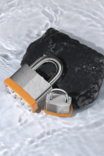 50mm laminated steel padlock with multi-layer nickel-plated body and chrome shackle for sheds, gates and garages