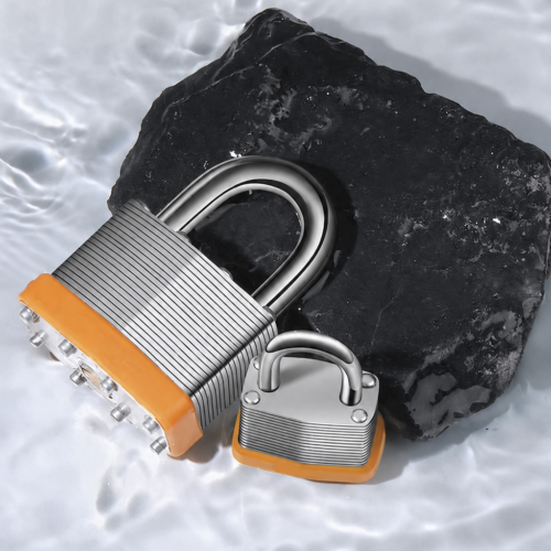50mm laminated steel padlock with multi-layer nickel-plated body and chrome shackle for sheds, gates and garages