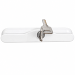 White sliding patio door lock external handle and mortice backplate