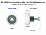 19mm convex shower roller dimension diagram in mm, Boral Elite – TradeBase ROL19SHW8