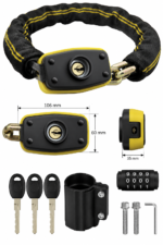 Yellow rubber-covered waterproof laminated padlock for outdoor gates and sheds - alternative view 4