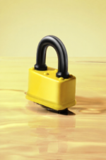 Yellow rubber-covered waterproof laminated padlock for outdoor gates and sheds - alternative view 7