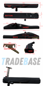 Black left hand lockable keyed alike window winder 100mm restricted chain dimensions diagram