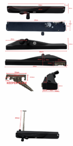 Black left hand lockable keyed alike window winder 150mm restricted chain dimensions diagram