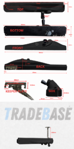 Black right hand lockable keyed alike window winder 100mm restricted chain dimensions diagram