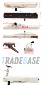 Surfmist left hand lockable keyed alike window winder 150mm restricted chain dimensions diagram