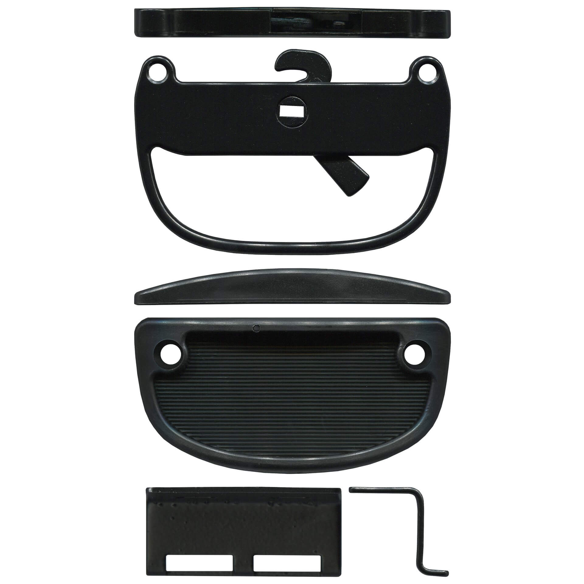 Sliding Screen Door Latch Set – Black – Hook Style – TradeBase LTC8080A TradeBase LTC8080A black hook style sliding screen door latch set