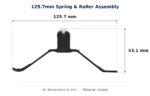 125.7mm Spring & Roller Assembly – Suits Screen Doors dimension diagram - overall 125.7 mm x 53.1 mm, every dimension measured in millimetres. TradeBase Australia part ASMSPR12653.