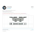 Double Hung Window Awning Pulley printed at actual size, 1:1, so the part can be held against the page to identify it. It measures 100.2 mm. TradeBase Australia AWP2053.