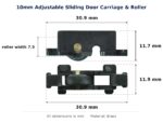 10mm Adjustable Sliding Door Carriage & Roller – Suits Windows dimension diagram - overall 30.9 mm x 11.9 mm, every dimension measured in millimetres. TradeBase Australia part CAR10BR.