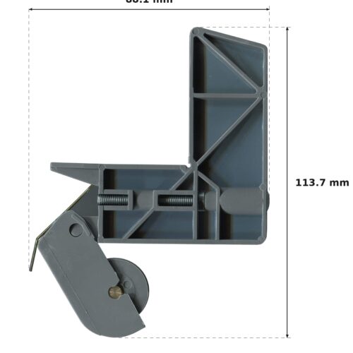 113.7mm Adjustable Sliding Door Carriage & Roller – Suits Screen Doors dimension diagram - overall 88.1 mm x 113.7 mm, every dimension measured in millimetres. TradeBase Australia part CAR114ACE.