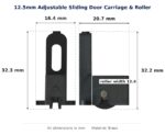 12.5mm Adjustable Sliding Door Carriage & Roller – Suits Windows dimension diagram - overall 20.7 mm x 32.3 mm, every dimension measured in millimetres. TradeBase Australia part CAR12BR21.