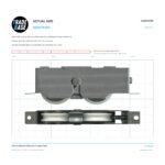 Actual size 1:1 print guide for 146.8mm Adjustable Sliding Door Carriage & Roller on a 10 mm grid