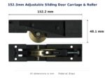152.3mm Adjustable Sliding Door Carriage & Roller dimension diagram - overall 152.3 mm x 48.1 mm, every dimension measured in millimetres. TradeBase Australia part CAR152BR.