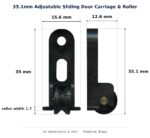 35.1mm Adjustable Sliding Door Carriage & Roller – Suits Windows dimension diagram - overall 15.6 mm x 35.1 mm, every dimension measured in millimetres. TradeBase Australia part CAR35BR.