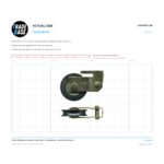 Actual size 1:1 print guide for 35.8mm Sliding Door Carriage & Acetal Roller – Zinc-plated steel – Suits Boral® KM Cyclone & G.James® on a 10 mm grid