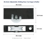 38.4mm Adjustable Sliding Door Carriage & Roller – Suits Windows dimension diagram - overall 38.4 mm x 18.9 mm, every dimension measured in millimetres. TradeBase Australia part CAR38BR19.