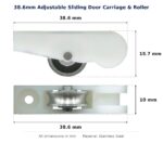 38.6mm Adjustable Sliding Door Carriage & Roller – Suits Windows dimension diagram - overall 38.6 mm x 15.7 mm, every dimension measured in millimetres. TradeBase Australia part CAR39SS.