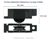 42.2mm Adjustable Sliding Door Carriage & Roller – Suits Windows dimension diagram - overall 42.2 mm x 19.1 mm, every dimension measured in millimetres. TradeBase Australia part CAR42BR.