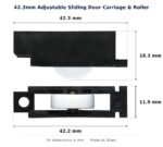 42.3mm Adjustable Sliding Door Carriage & Roller – Suits Windows dimension diagram - overall 42.3 mm x 18.3 mm, every dimension measured in millimetres. TradeBase Australia part CAR42BR18.
