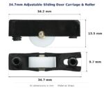 34.7mm Adjustable Sliding Door Carriage & Roller – Suits Windows dimension diagram - overall 34.7 mm x 13.5 mm, every dimension measured in millimetres. TradeBase Australia part CAR5232.