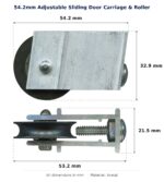 54.2mm Adjustable Sliding Door Carriage & Roller – Suits Patio Doors dimension diagram - overall 54.2 mm x 32.9 mm, every dimension measured in millimetres. TradeBase Australia part CAR54ACE.