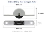 55.3mm Sliding Door Carriage & Roller – Suits Timber Doors dimension diagram - overall 55.3 mm x 18.9 mm, every dimension measured in millimetres. TradeBase Australia part CAR55ACE.