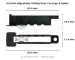 63.6mm Adjustable Sliding Door Carriage & Roller – Suits Windows dimension diagram - overall 63.6 mm x 18.3 mm, every dimension measured in millimetres. TradeBase Australia part CAR64ACE18.
