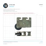 Actual size 1:1 print guide for 76mm Adjustable Sliding Door Carriage & Roller – Suits Commercial Doors on a 10 mm grid