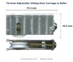79.4mm Adjustable Sliding Door Carriage & Roller – Suits Patio Doors dimension diagram - overall 79.4 mm x 38.9 mm, every dimension measured in millimetres. TradeBase Australia part CAR79ACE.